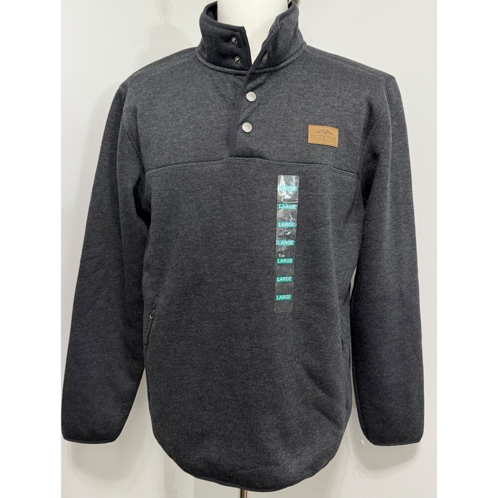 NWT Pacific Trail Men's LARGE Half Button Outerwear Gray Sherpa Water Repellent